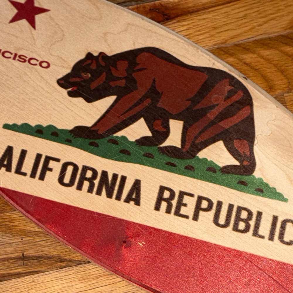 California Republic surfboard shape Sign 20 by 9 hanging decor/ wall prop - Picture 8 of 8